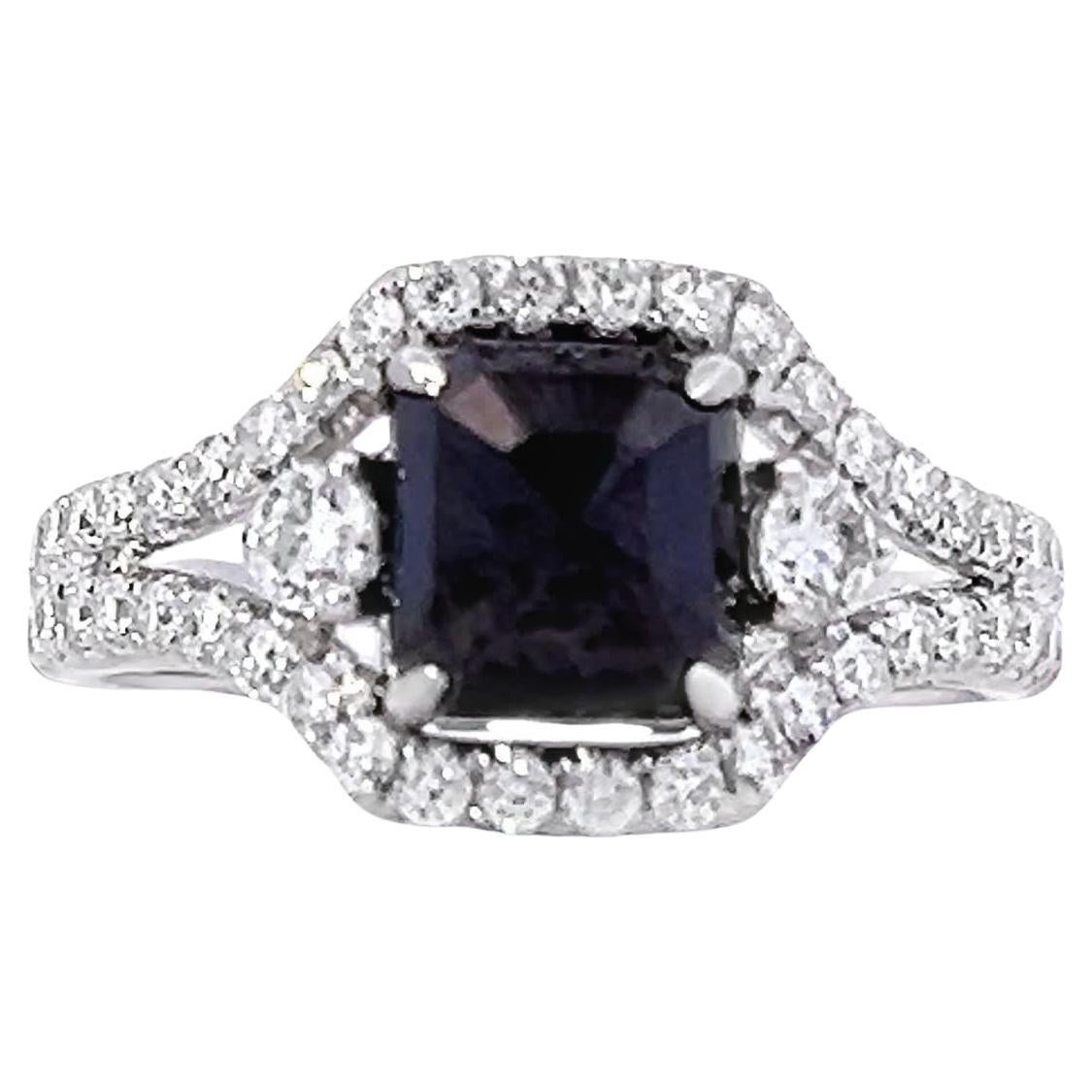 Elegante anello con diamante bianco e nero a contrasto in argento Sterling in vendita