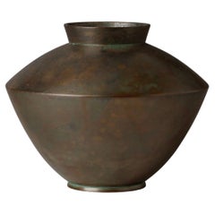 Elegant Copper Flower Vase by Kidō with Original Signed Box