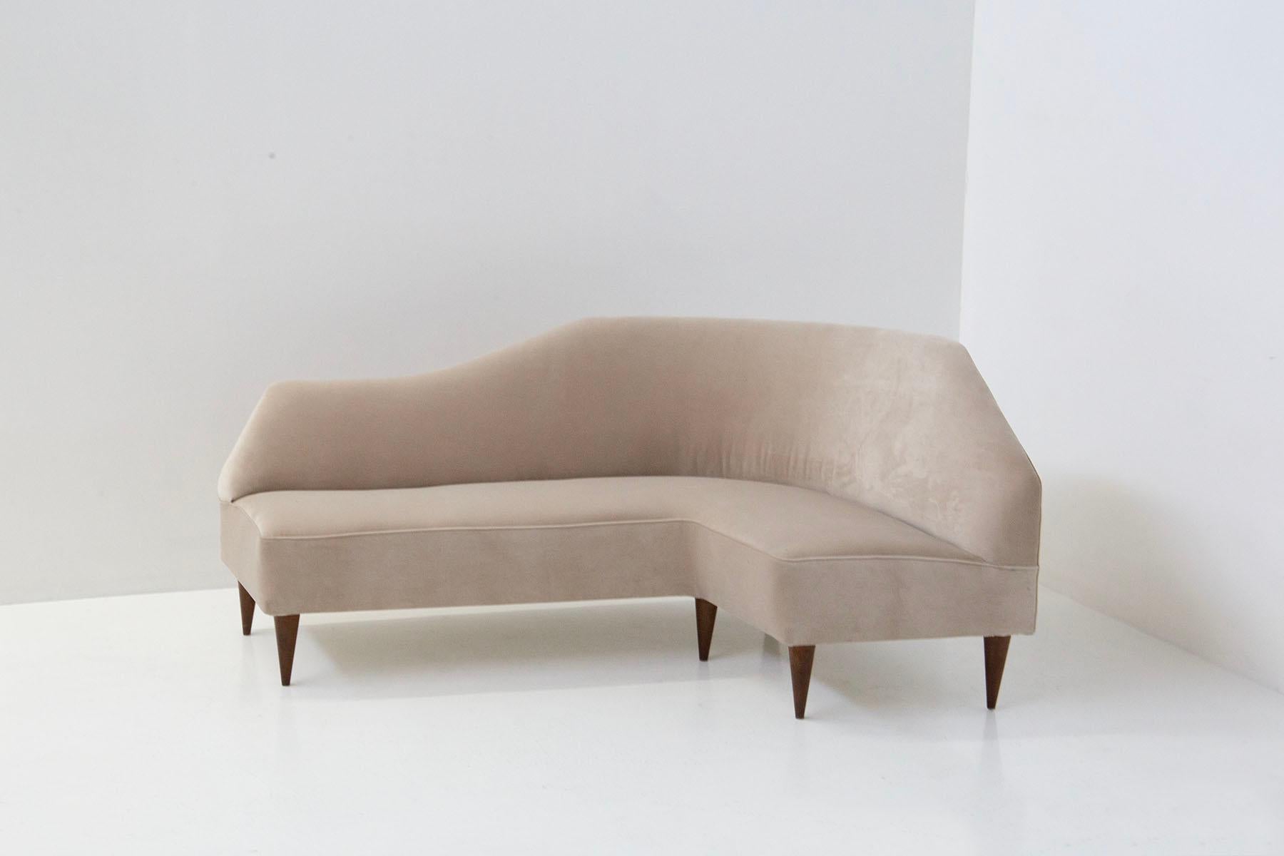 beige velvet corner sofa