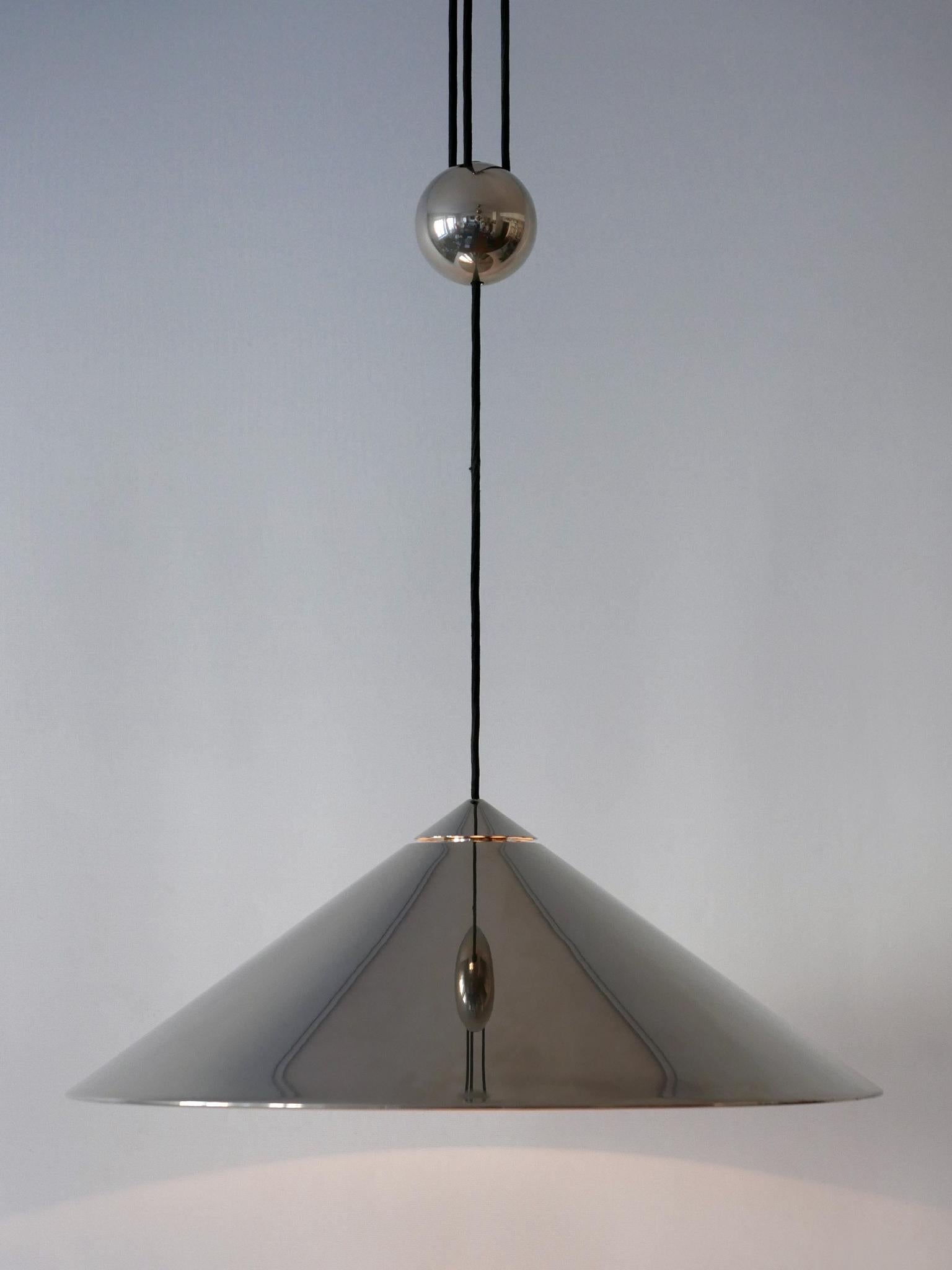 Adjustable Counterweight Pendant Lamp Keos by Florian Schulz Germany 1970s For Sale 1