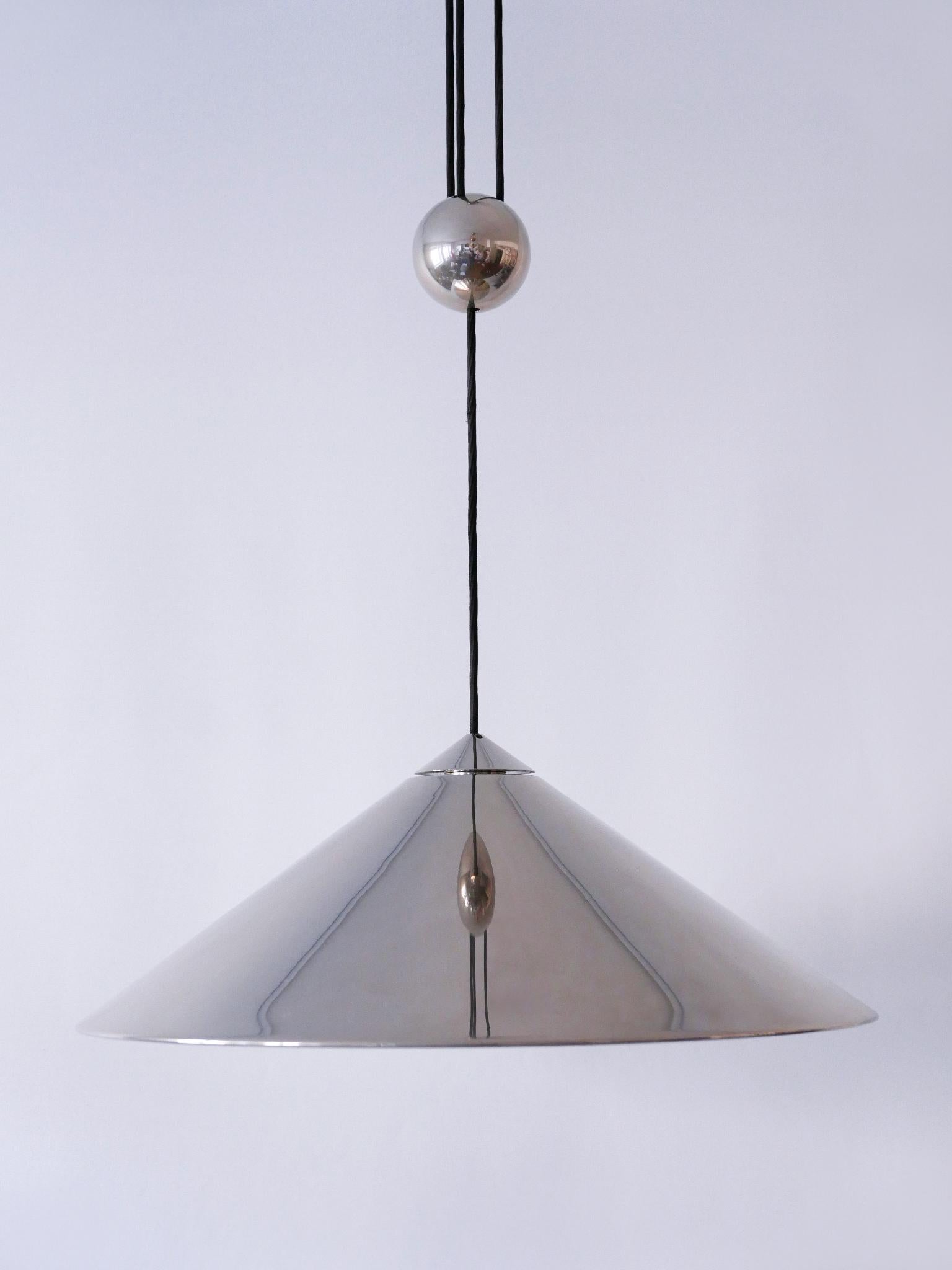 Adjustable Counterweight Pendant Lamp Keos by Florian Schulz Germany 1970s For Sale 5