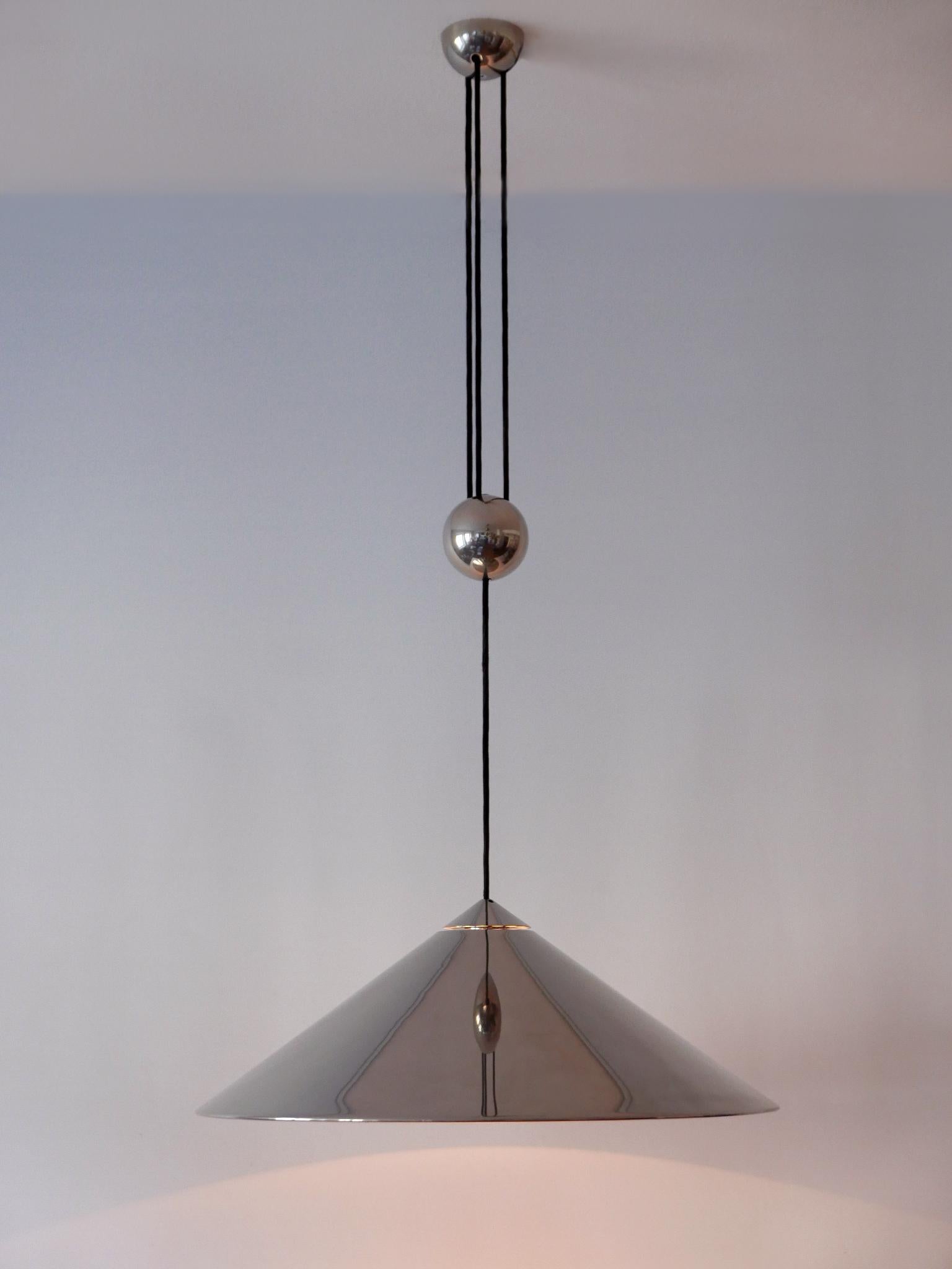 Adjustable Counterweight Pendant Lamp Keos by Florian Schulz Germany 1970s For Sale 7