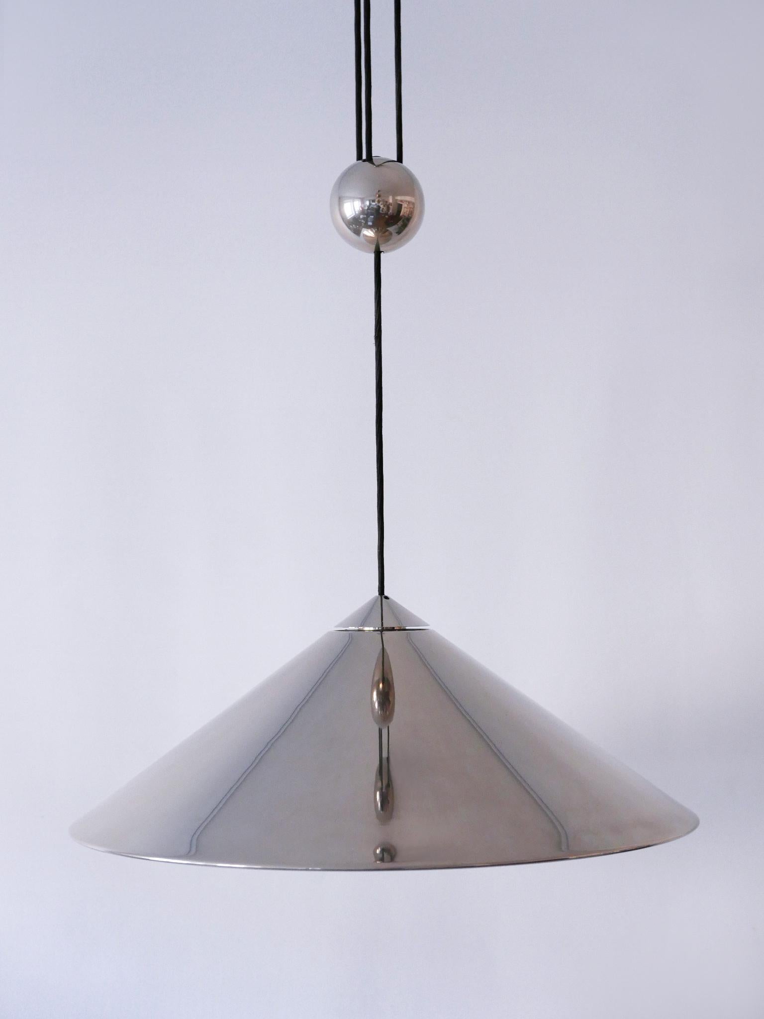 Adjustable Counterweight Pendant Lamp Keos by Florian Schulz Germany 1970s For Sale 8