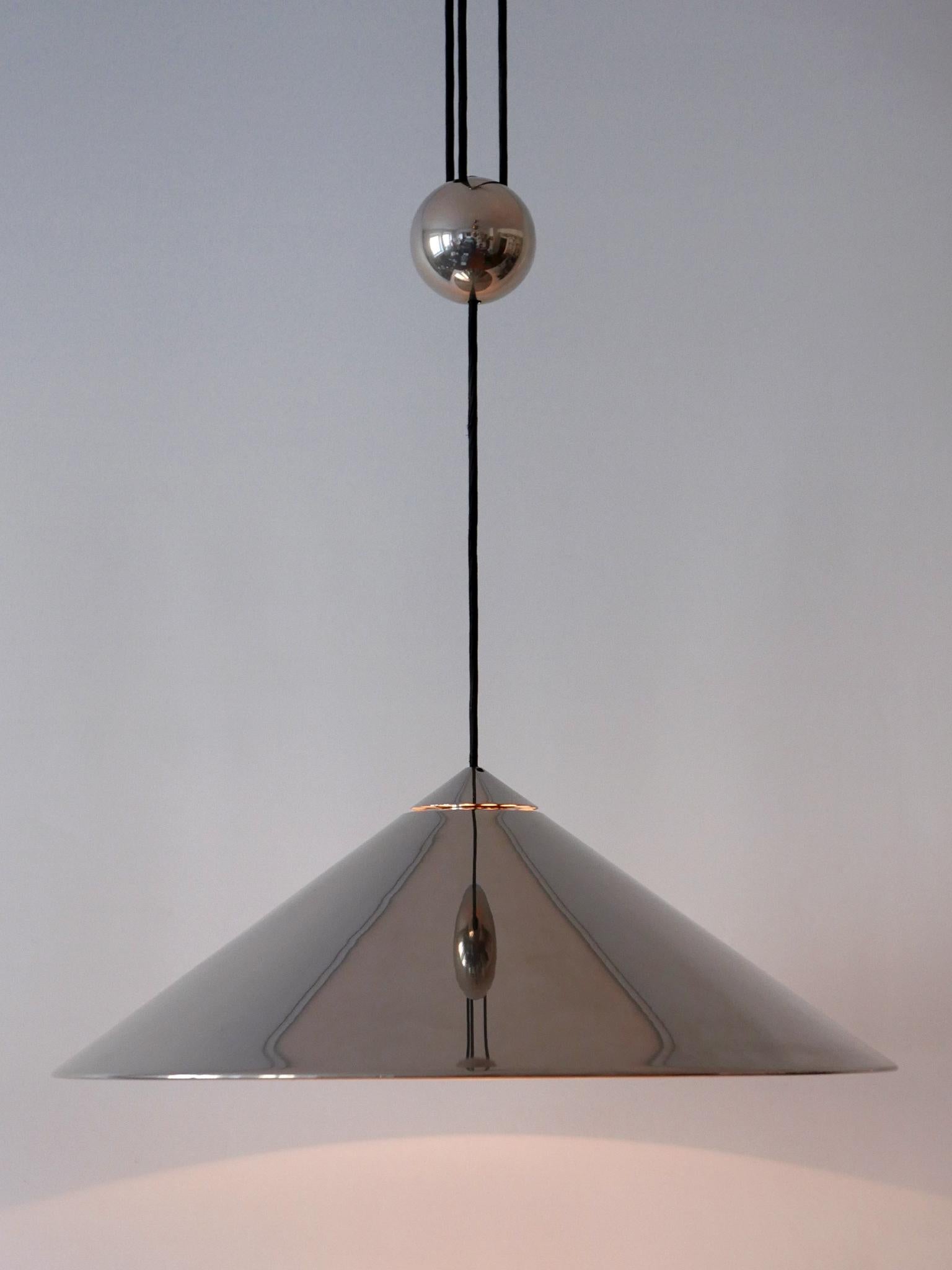 Mid-Century Modern Adjustable Counterweight Pendant Lamp Keos by Florian Schulz Germany 1970s For Sale