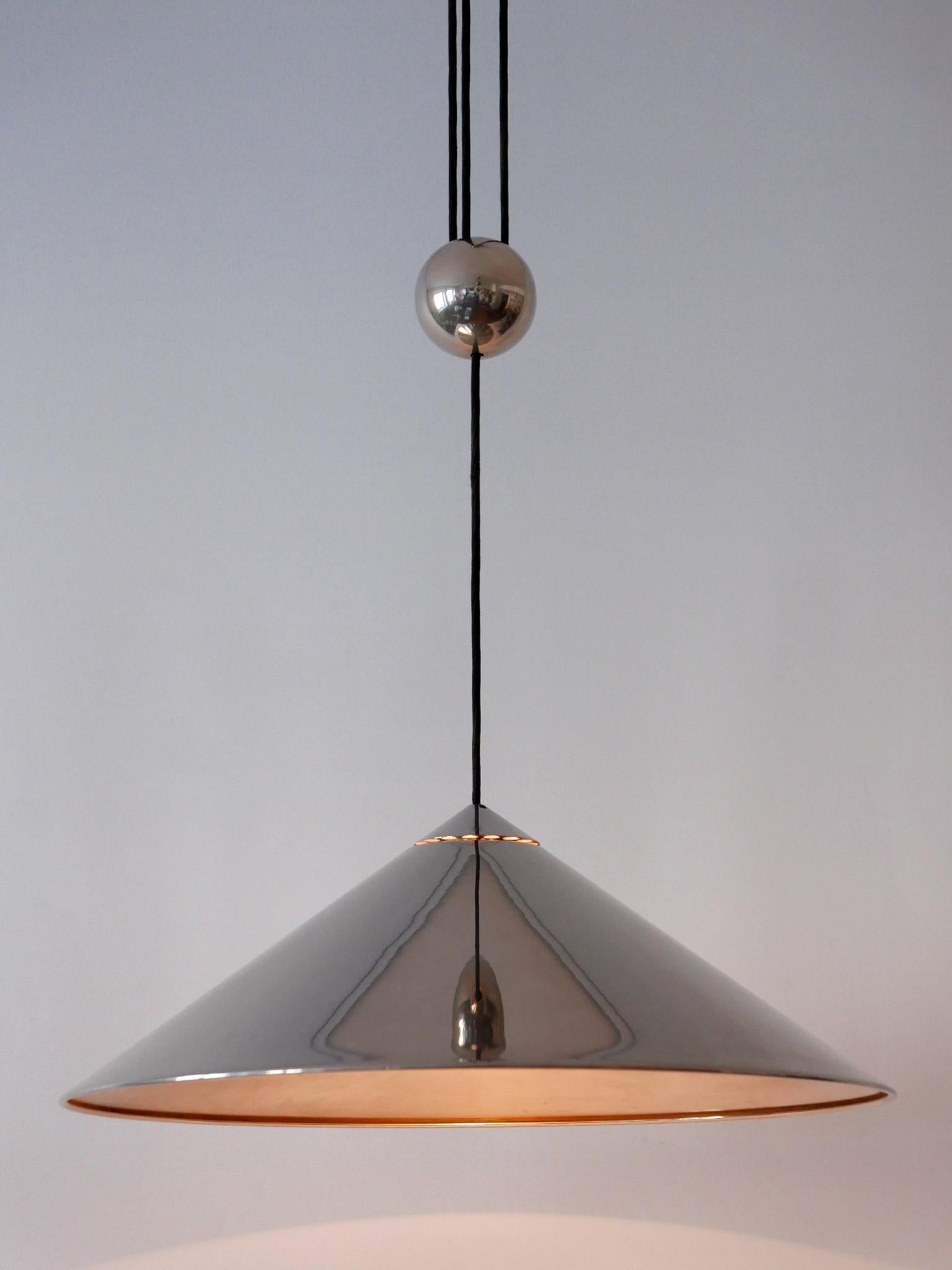 Nickel Lampe suspendue réglable Keos par Florian Schulz, Allemagne, 1970 en vente