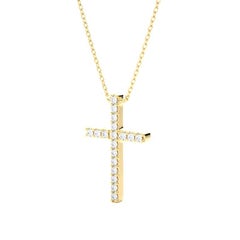 Elegant Cross Pendant: 0.09 Carat Diamonds in 14k Yellow Gold