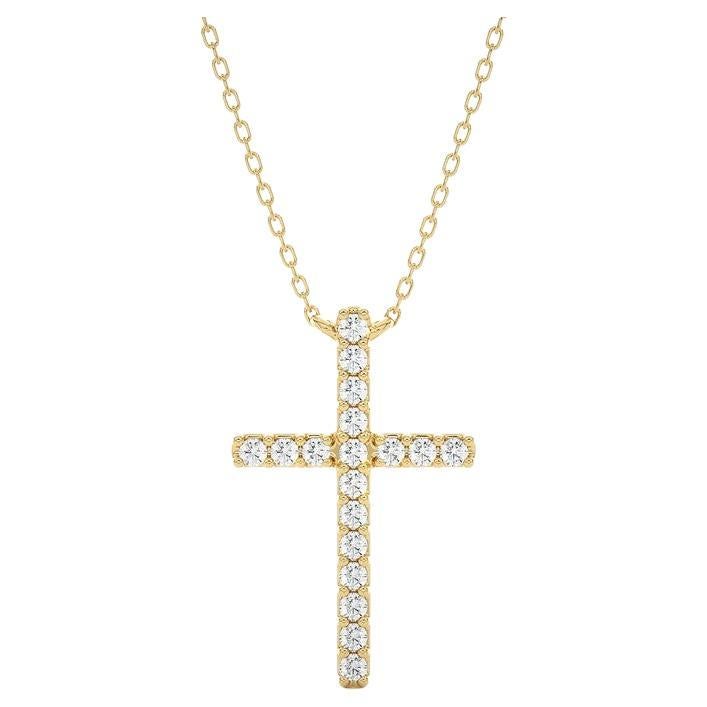 Elegant Cross Pendant: 0.09 Carat Diamonds in 14k Yellow Gold
