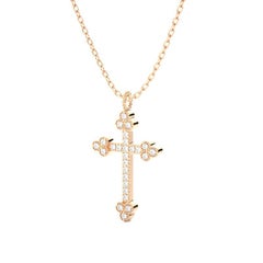 Elegant Cross Pendant: 0.13 Carat Diamonds in 14k Rose Gold