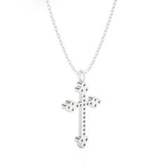 Elegant Cross Pendant: 0.13 Carat Diamonds in 14k White Gold