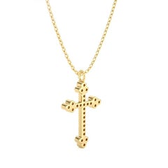 Elegant Cross Pendant: 0.13 Carat Diamonds in 14k Yellow Gold