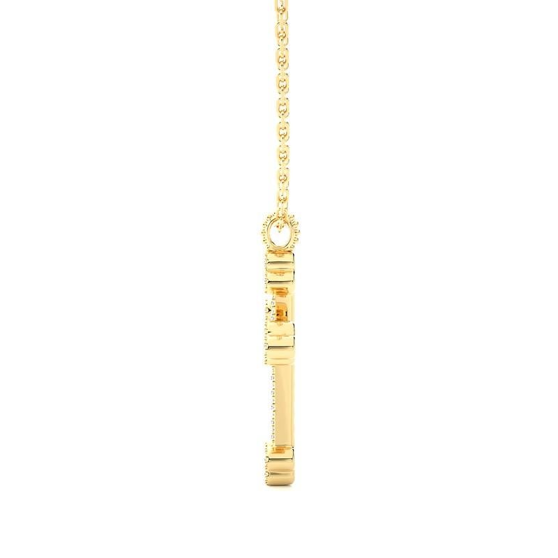 Eleganter Kreuzanhänger mit 0,13 Karat Diamanten aus 14k Gelbgold (Moderne) im Angebot