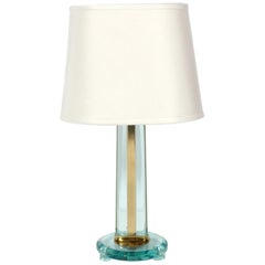 Elegant Crystal and Brass Lamp by Pietro Chiesa for Fontana Arte