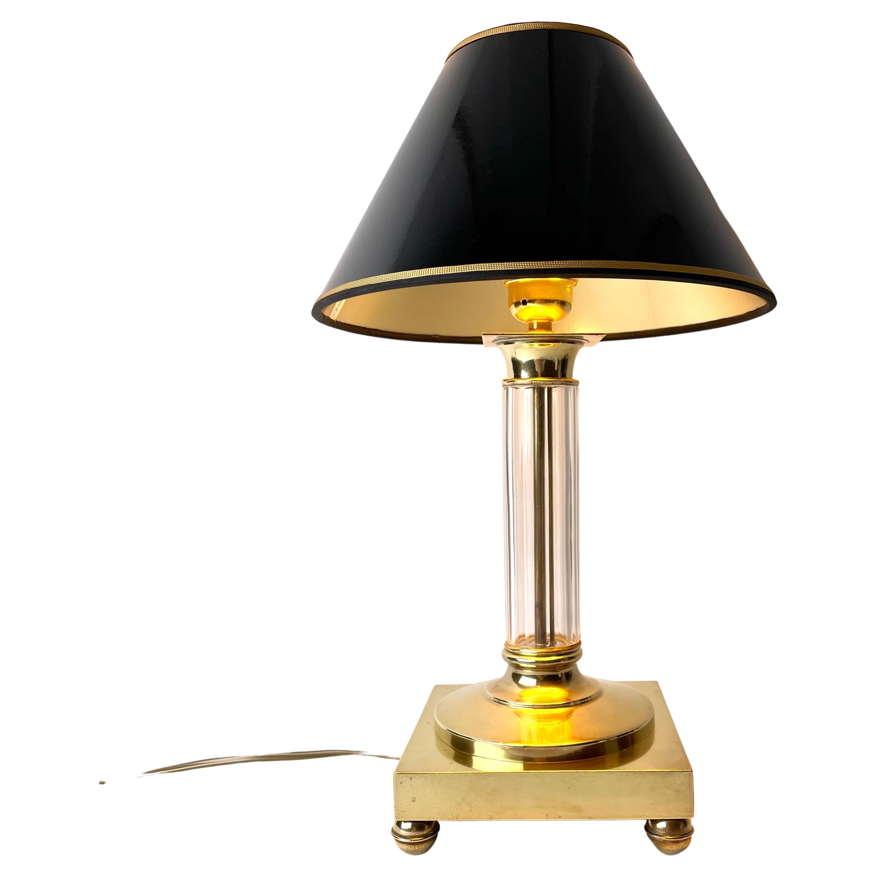 Elegant Crystal and Brass Table Lamp, Early 20th Century For Sale