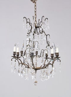 Elegant Crystal and Bronze Chandelier
