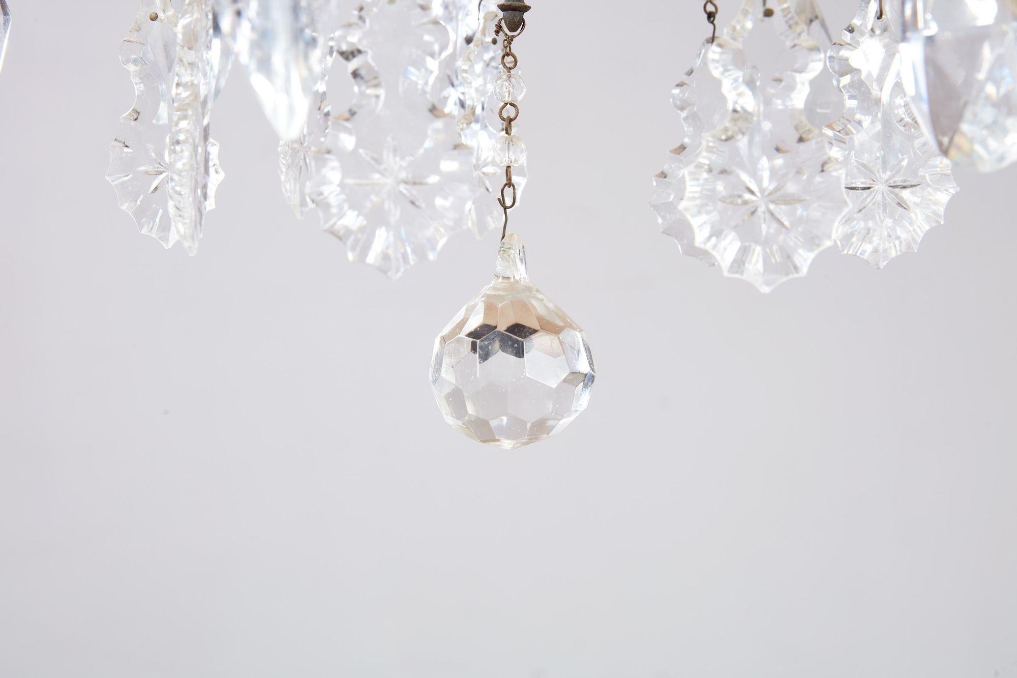 Elegant Crystal and Bronze Chandelier For Sale 2