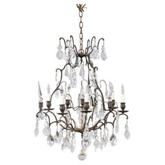 Elegant Crystal and Bronze Chandelier