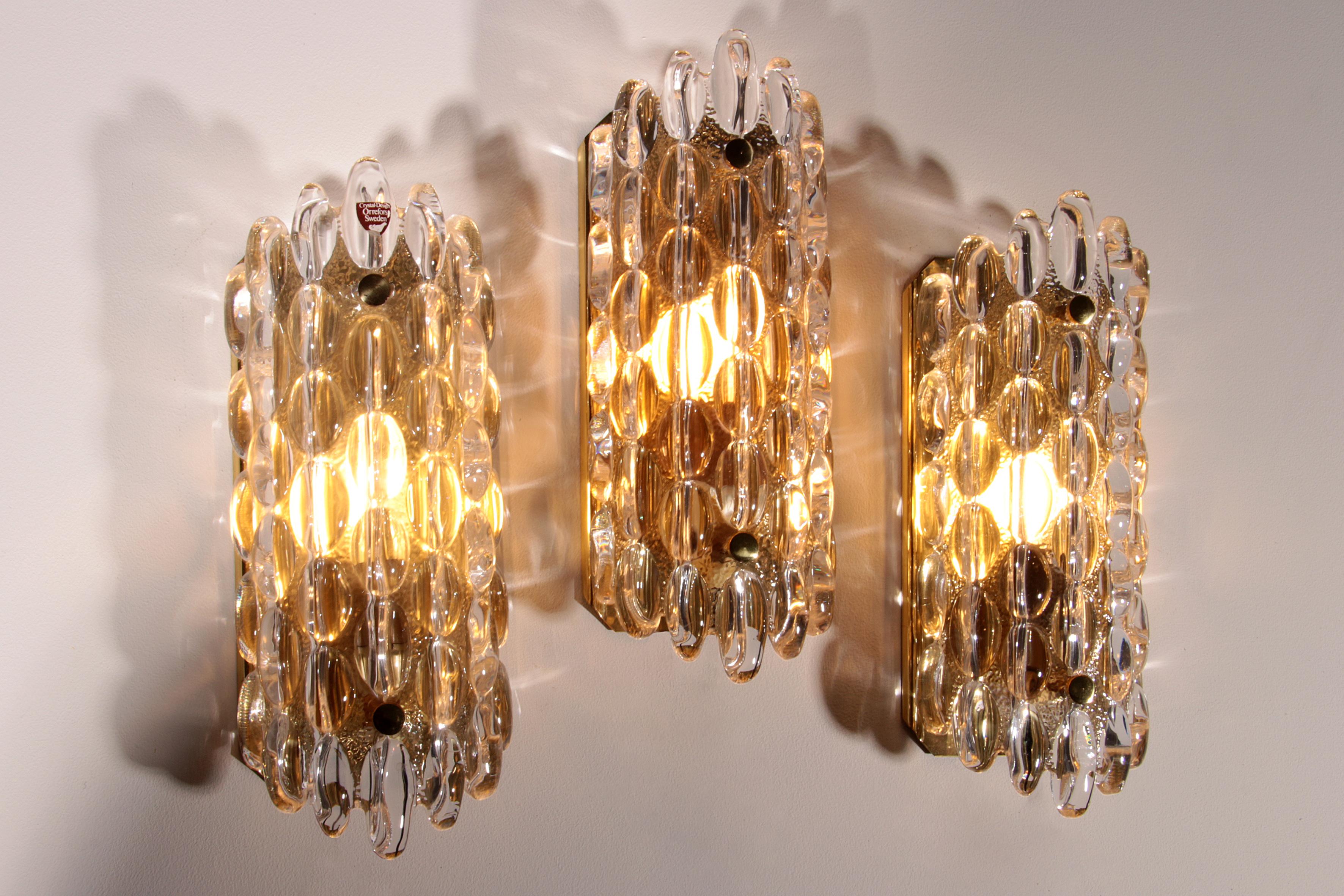 Mid-Century moderno Eleganza delle lampade a goccia in cristallo di Carl Fagerlund per Orrefors in vendita