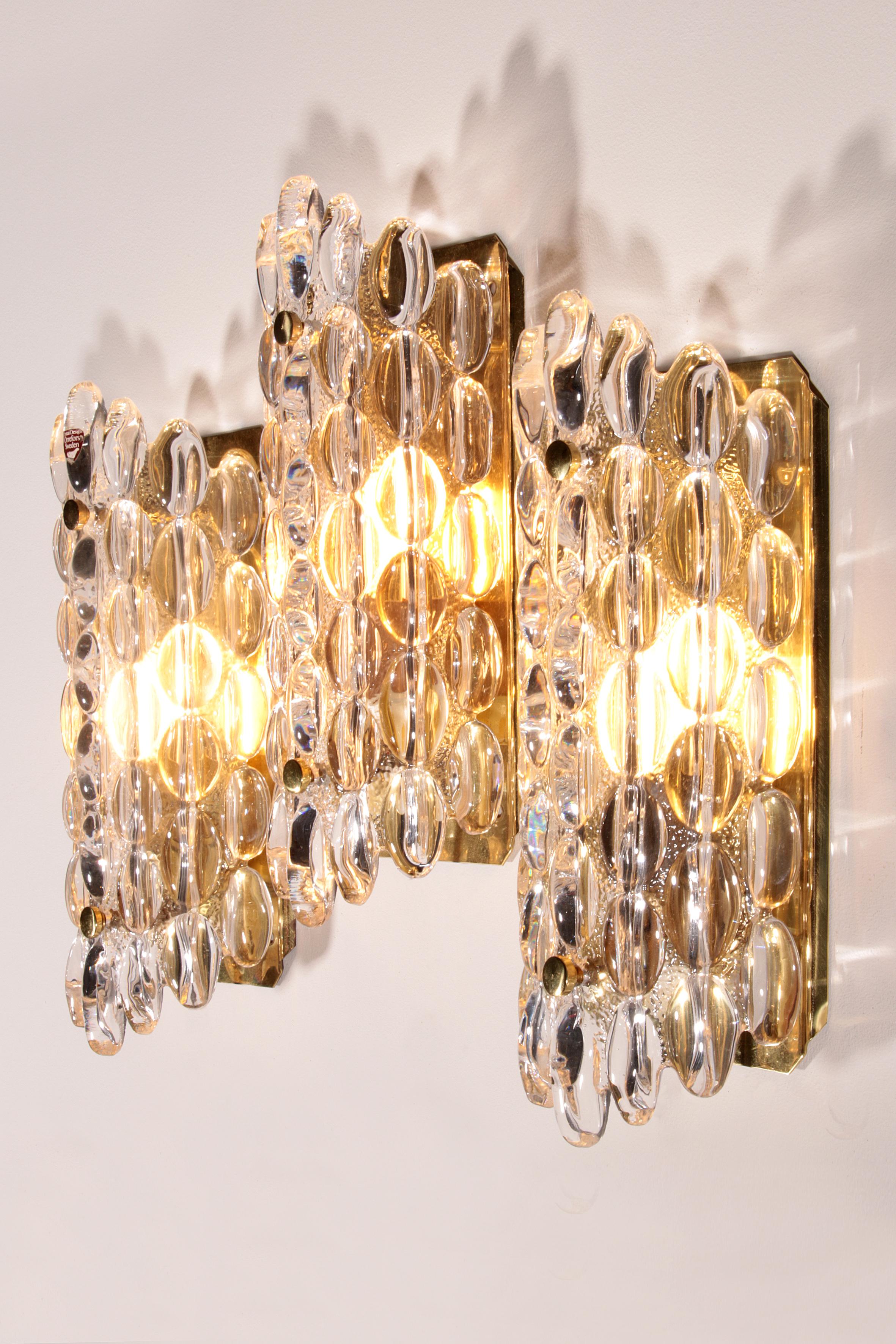 Svedese Eleganza delle lampade a goccia in cristallo di Carl Fagerlund per Orrefors in vendita