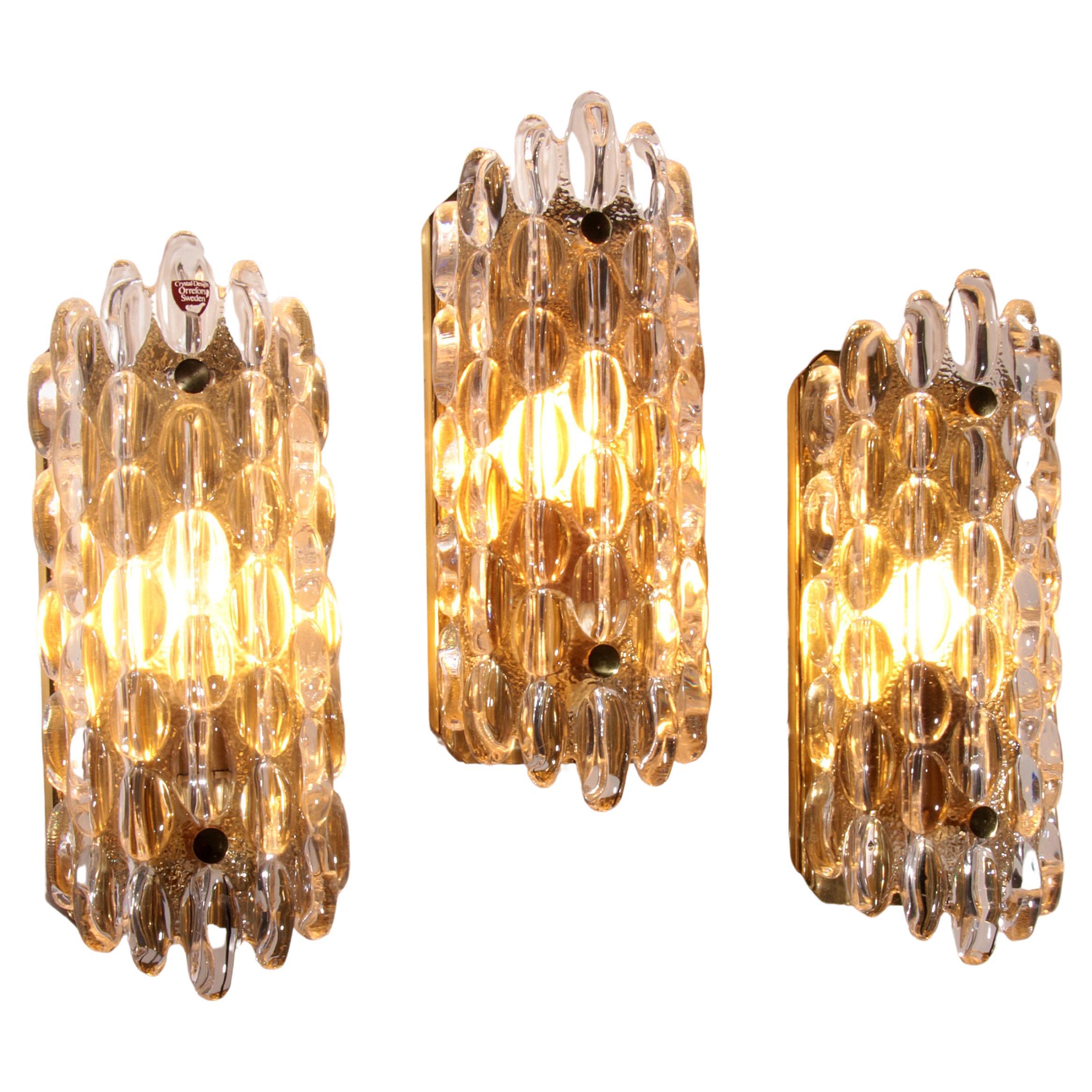 Eleganza delle lampade a goccia in cristallo di Carl Fagerlund per Orrefors in vendita