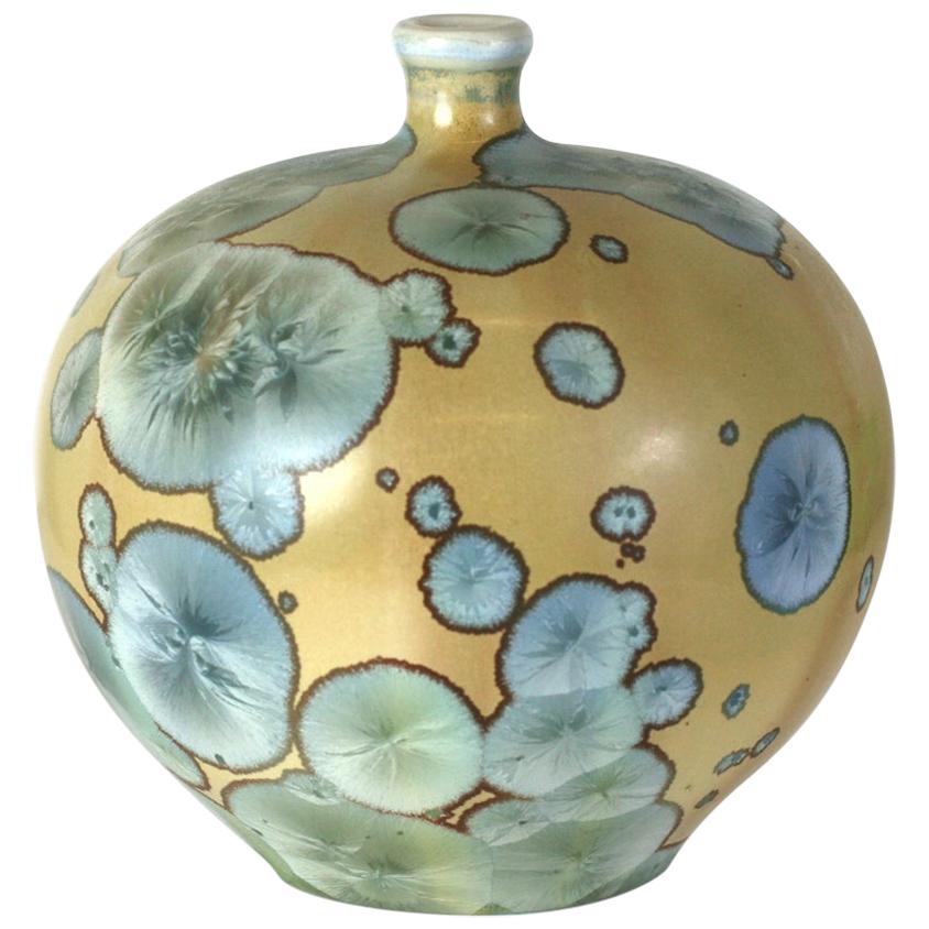 Elegant Crystalline Glaze Porcelain Vase, University City, Taxile Doat For Sale