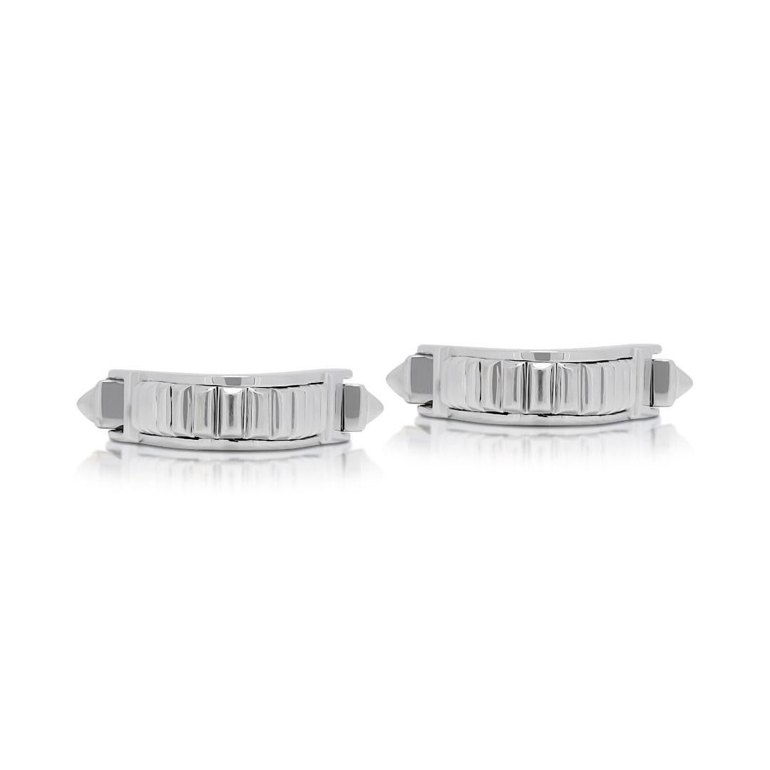 Elegant Cuff Links in 18K White Gold For Sale 3