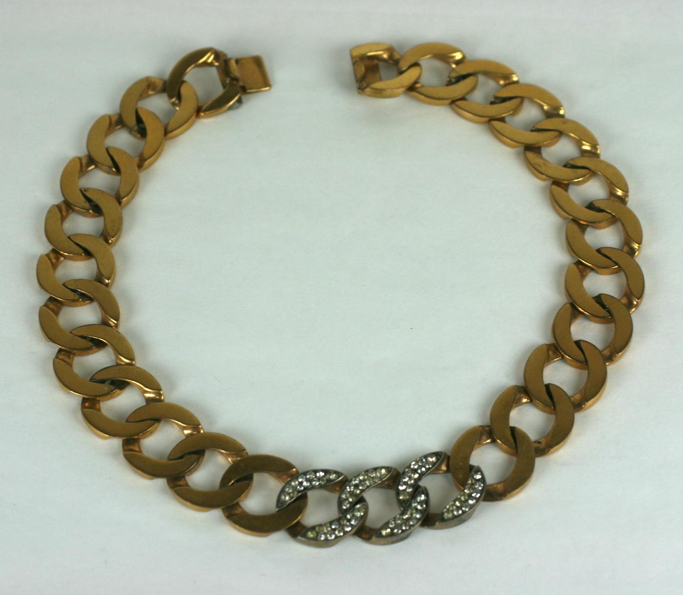 Halskette mit gebogenen Gliedern, Pavé-Muster im Zustand „Gut“ im Angebot in New York, NY