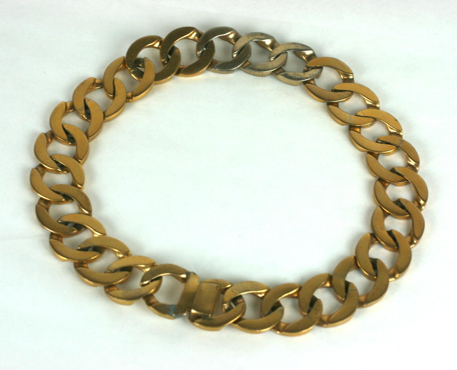 Halskette mit gebogenen Gliedern, Pavé-Muster für Damen oder Herren im Angebot
