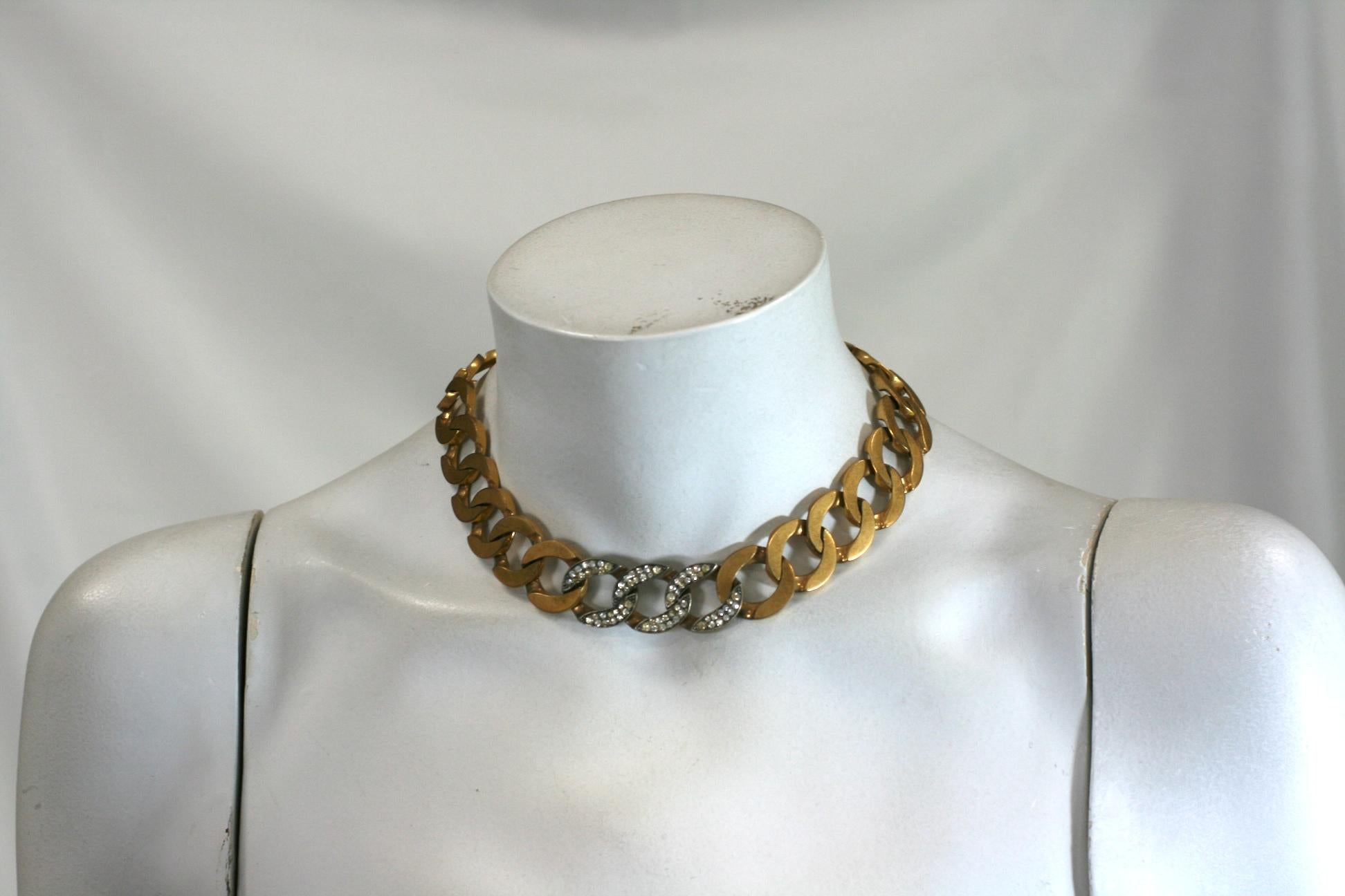 Halskette mit gebogenen Gliedern, Pavé-Muster im Angebot 1