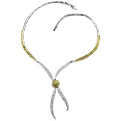 Elegant Custom Design White Gold Diamond and Yellow Sapphire Necklace