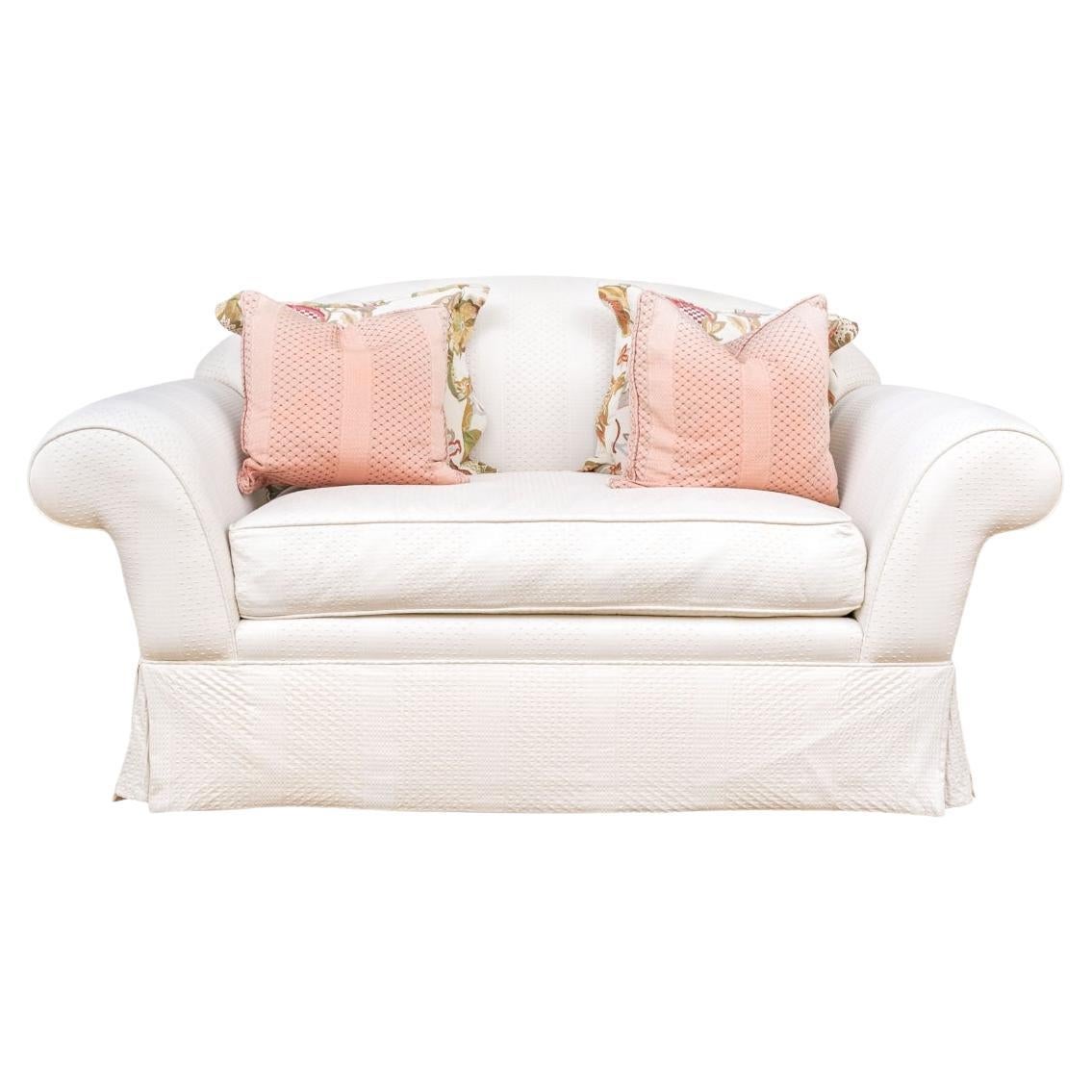 Elegant Custom Single Cushion Loveseat for Re-Upholstery For Sale