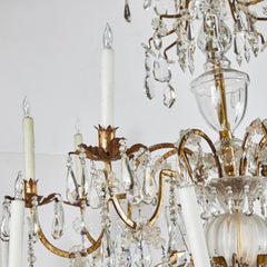 Elegant Cut Crystal and Gilded Tole Chandelier
