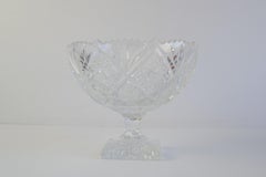 Elegant Cut Crystal Bowl Czechoslovakia, 20th Century