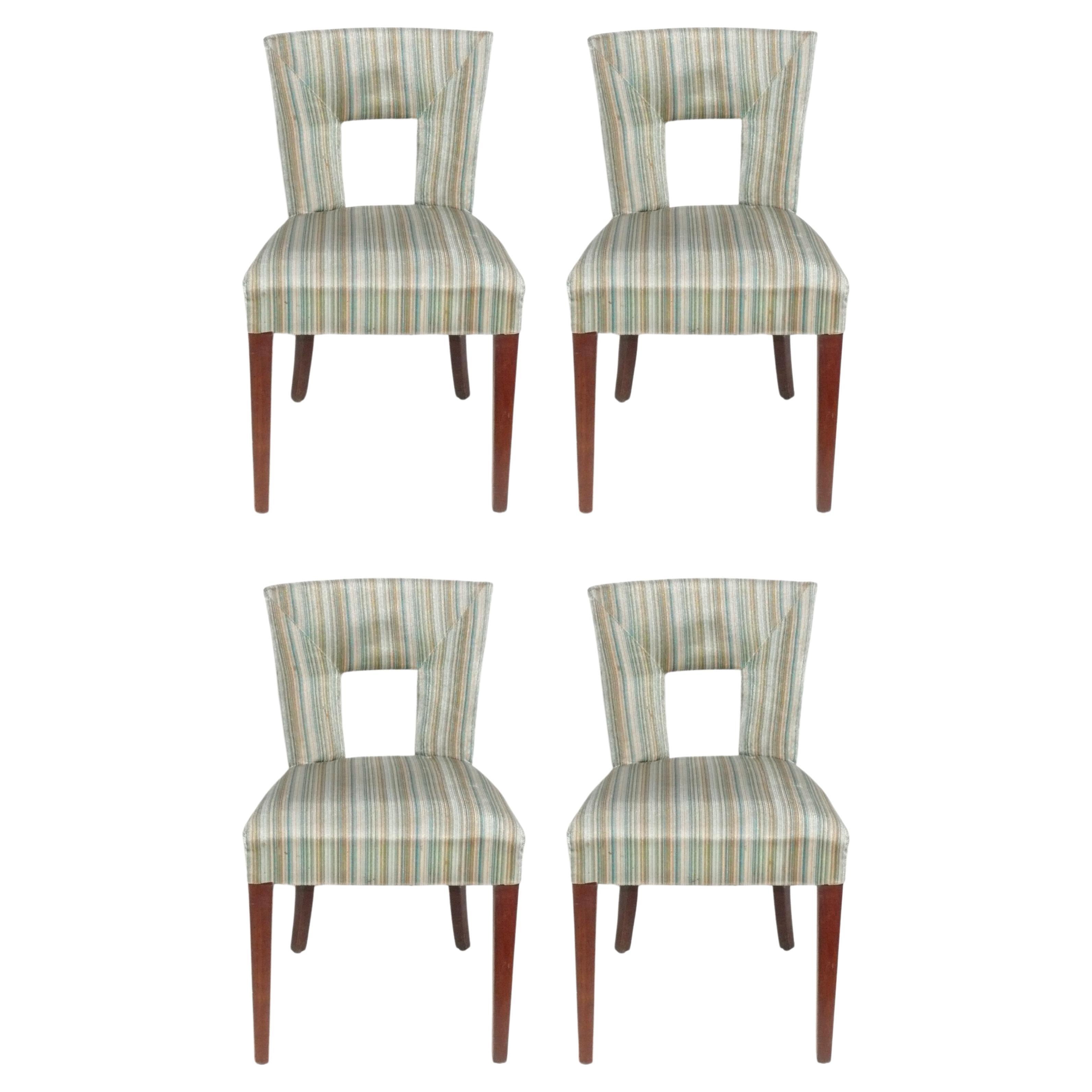 Elegant Cut Out Back Dining Chairs Refinished Reupholstered In Your Fabric