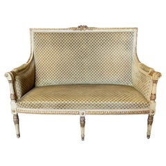 Eleganza del velluto tagliato e della pittura dorata in stile Luigi XVI del divano francese Lovese
