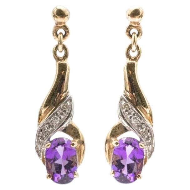Elegant Dangle Earrings with Amethysts and Diamonds