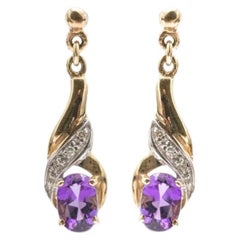 Elegant Dangle Earrings with Amethysts and Diamonds