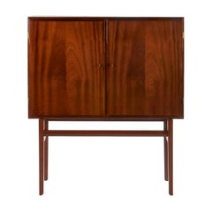 Elegant Danish 2 Door Cabinet in Mahogany with Brass Fittings, 1950s