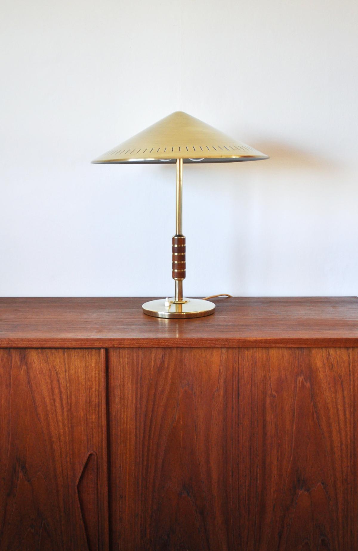 Elegant Danish Brass Table Lamp from Lyfa Designed by Bent Karlby 5