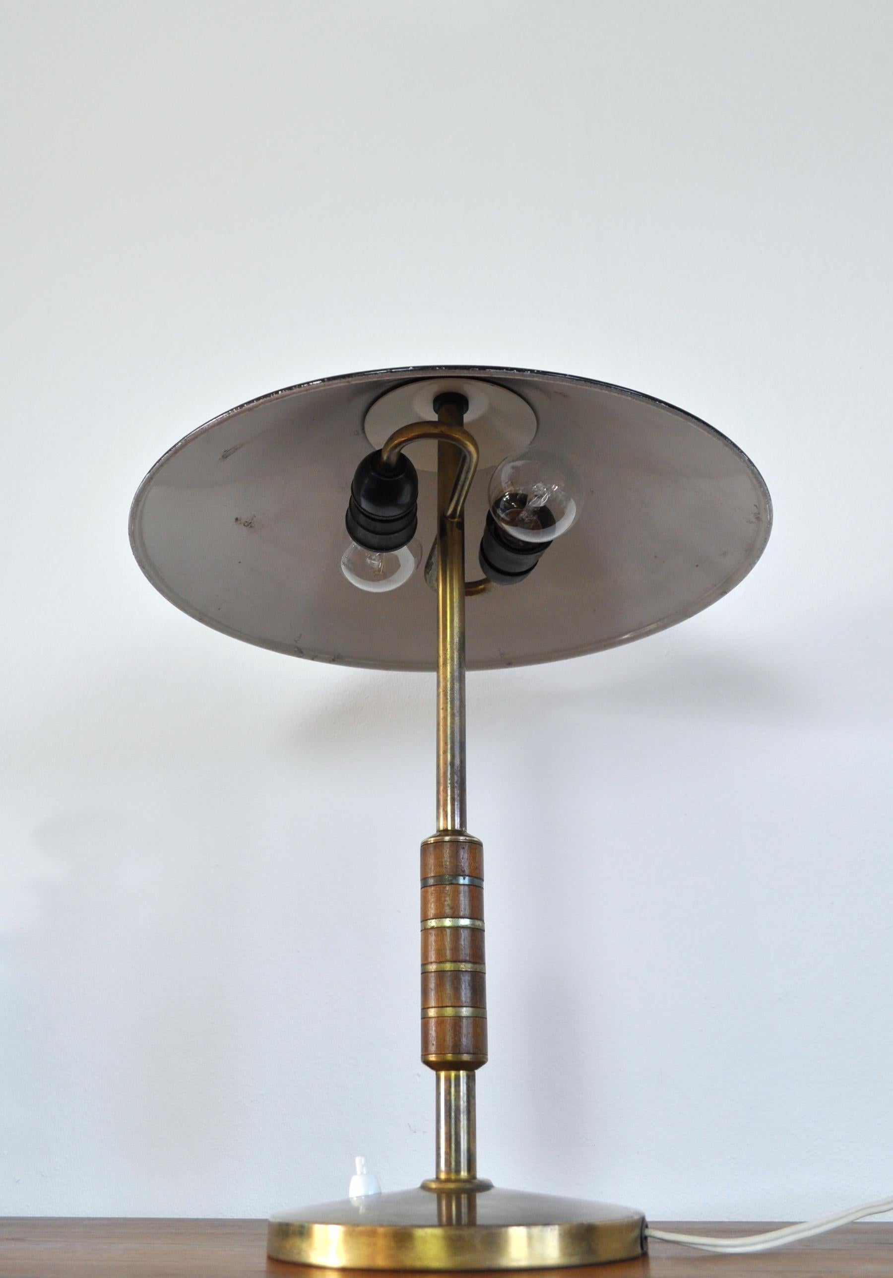 Metal Elegant Danish Brass Table Lamp from Lyfa Designed by Bent Karlby