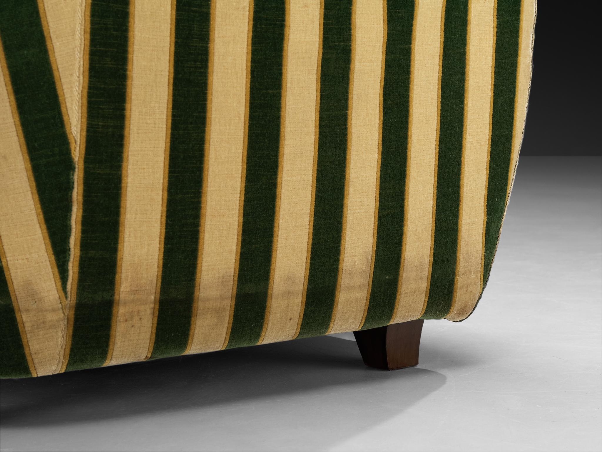Elegant Danish Lounge Chair in Striped Fabric For Sale 2