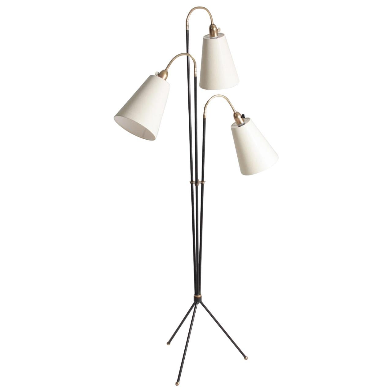 Elegante dänische Stehlampe aus der Mitte des Jahrhunderts von Holm Sorensen, dänisches Design, 1950er Jahre im Angebot