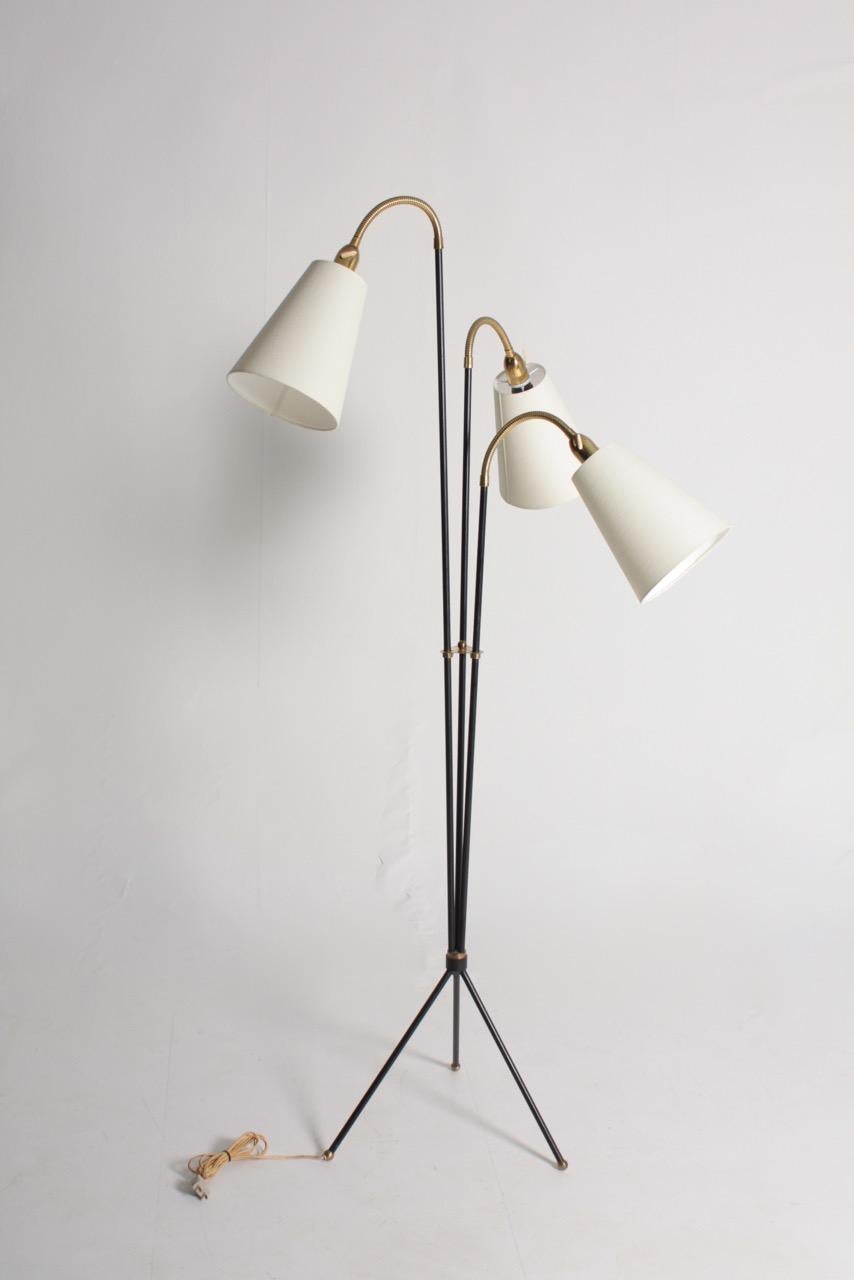 Metal Elegant Danish Midcentury Floor Lamp by Holm Sorensen, 1950s For Sale