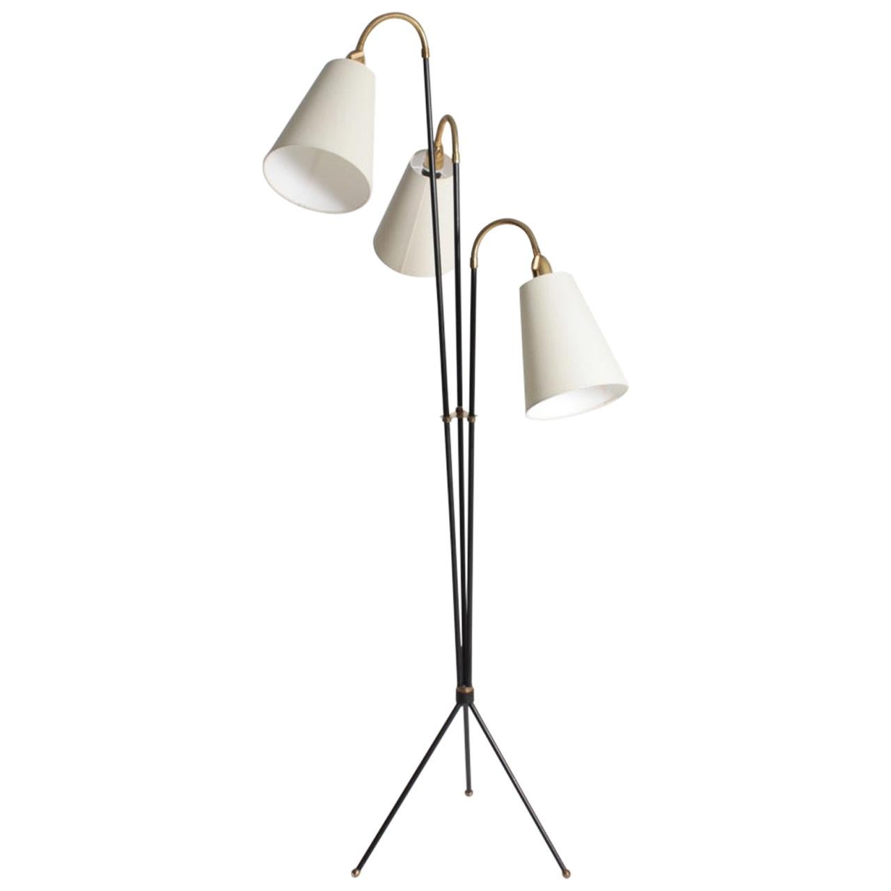 Elegant Danish Midcentury Floor Lamp by Holm Sorensen, 1950s For Sale