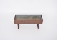 Elegant Danish Midcentury Wooden Planter Box with inlaid metal tub