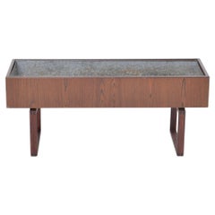 Elegant Danish Midcentury Wooden Planter Box with inlaid metal tub