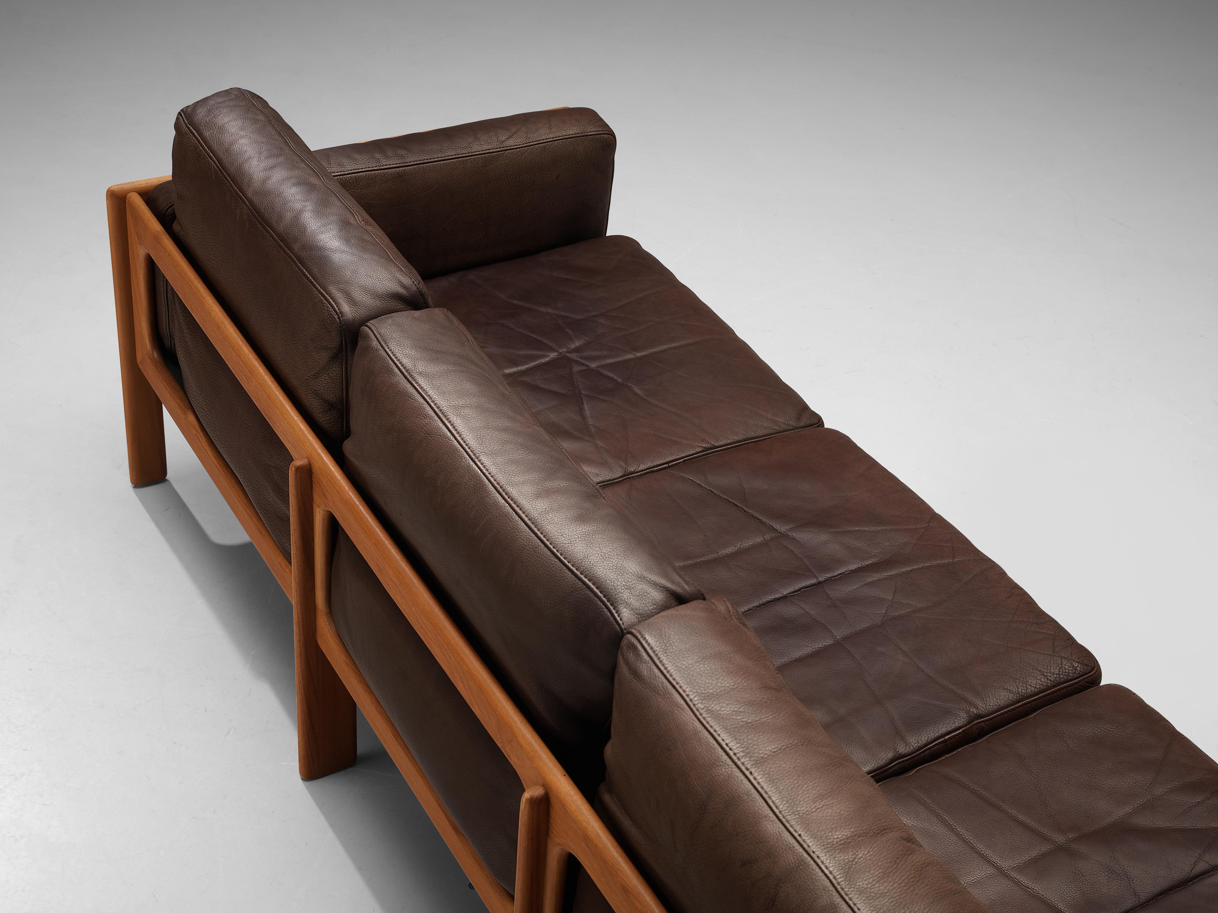 Elegant Danish Sofa in Brown Leather 5