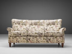 Élégant canapé danois en tissu fleuri