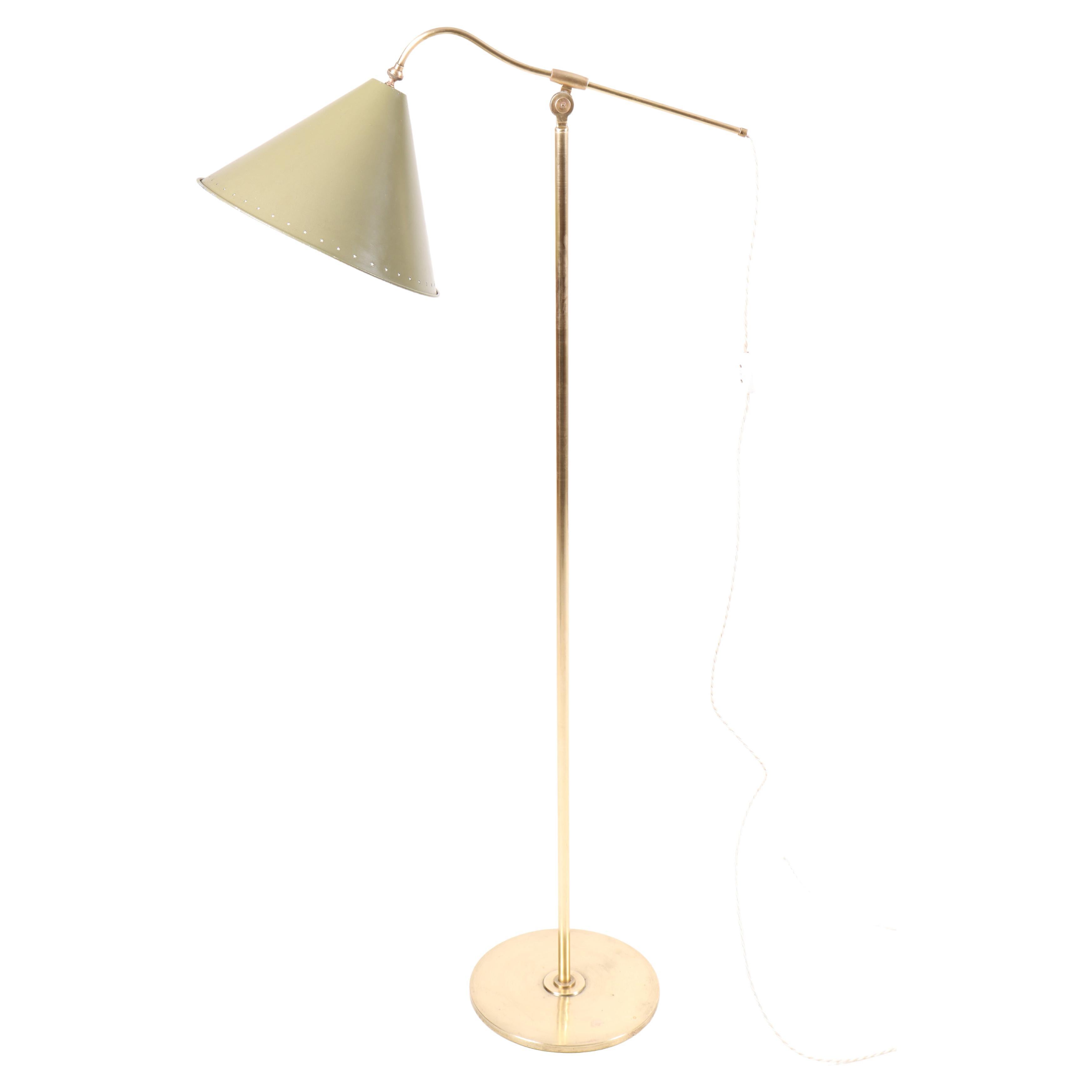 Elegant Danish "Vaterpump" Floor Lamp in Brass by Lyfa, 1940s