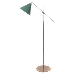 Elegant Danish "Vaterpump" Floor Lamp in Brass by Th. Valentiner, 1940s