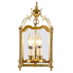 Elegant decorative French Mid-Century brass and glass lantern, 1950s